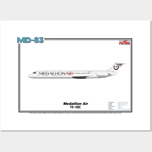 McDonnell Douglas MD-83 - Medallion Air (Art Print) Wall Art by TheArtofFlying